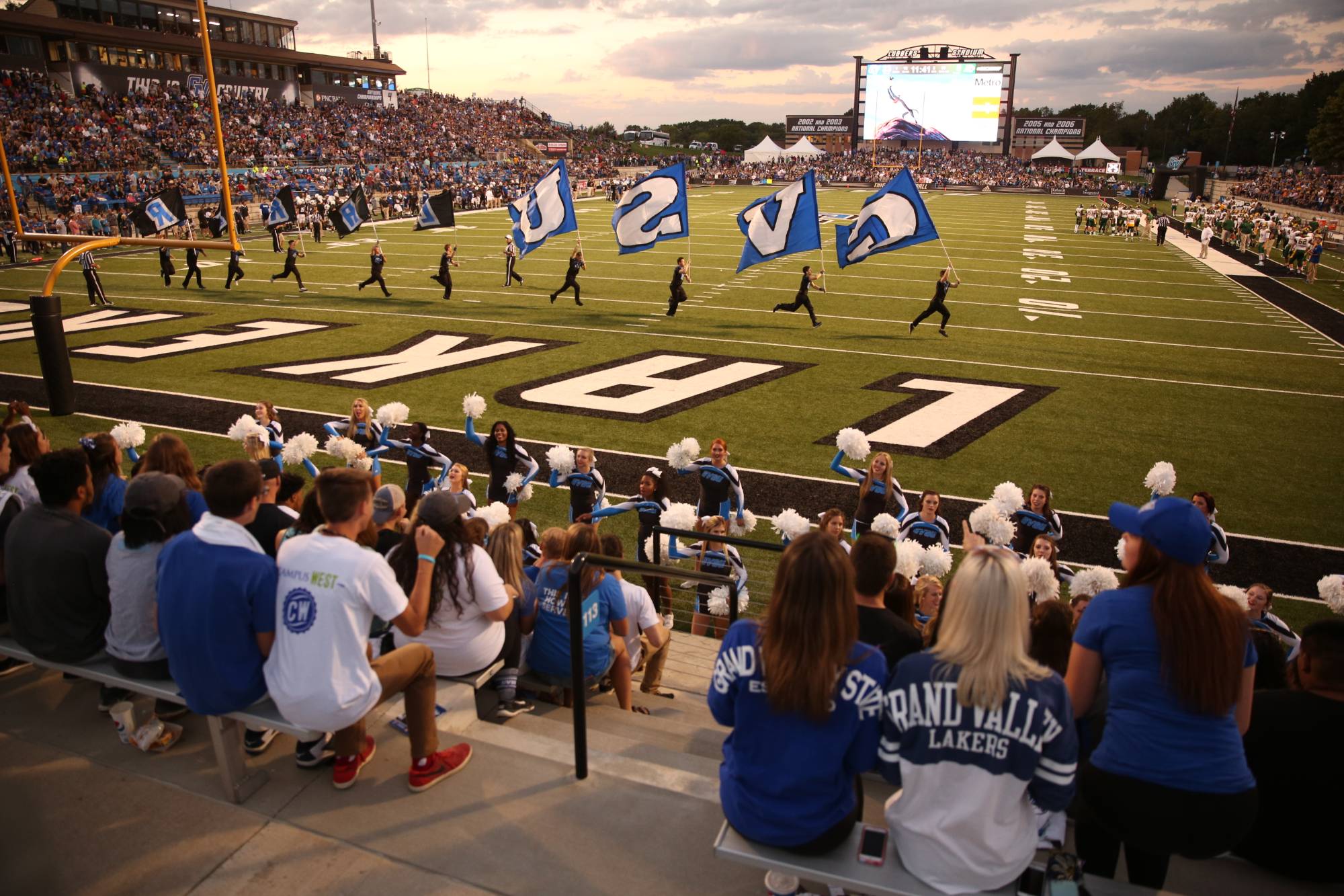 Fans watching a Football game in Lubbers Stadium